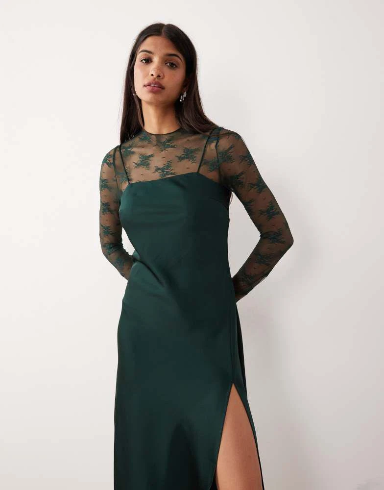green lace slip dress Emerald Green Midi Slip