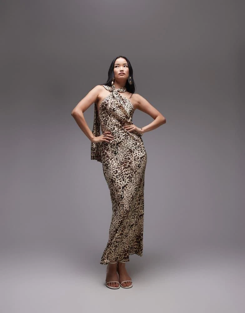 Shop Topshop tie neck halter maxi dress in abstract animal on Sale at  BeyondStyle  Get 70% Off Topshop tie neck halter maxi dress in abstract  animal with Limited-Time Flash Deals, Exclusive