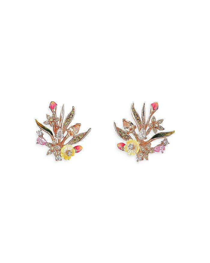 Anabela Chan 18K Gold Vermeil English Garden Mother of Pearl & Simulated Stone Mini Pink Posie Drop Earrings 2