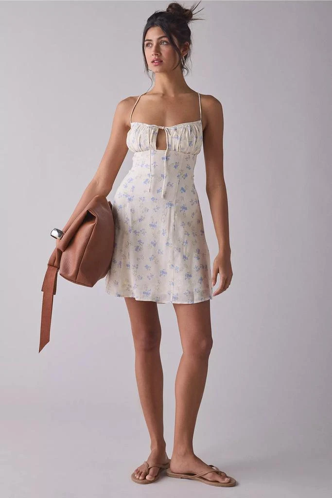 Kiss The Sky Kiss The Sky Blue Floral Lace-Up Open Back Mini Dress 1
