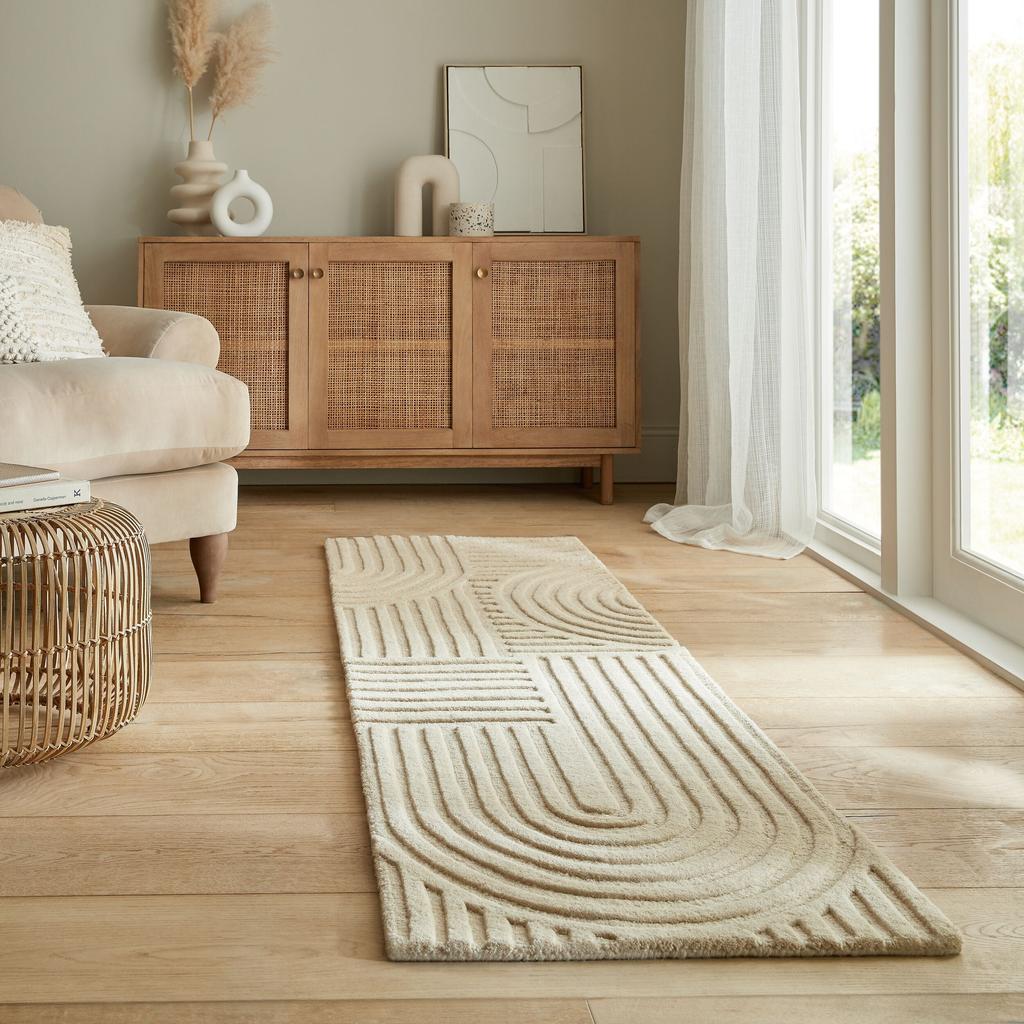 Flair Rugs Tapis Zen Garden En Laine De Couloir - Naturel