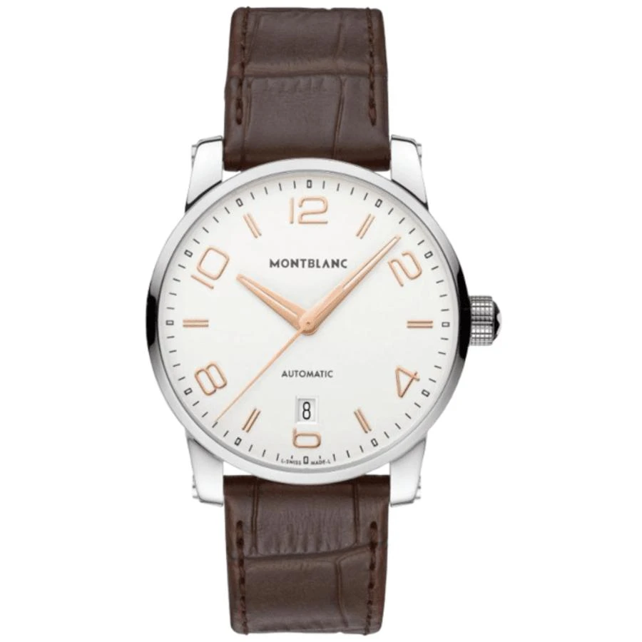 MontBlanc Montblanc TimeWalker Date Automatic Silver Dial Leather Strap Men's Watch 110340 1