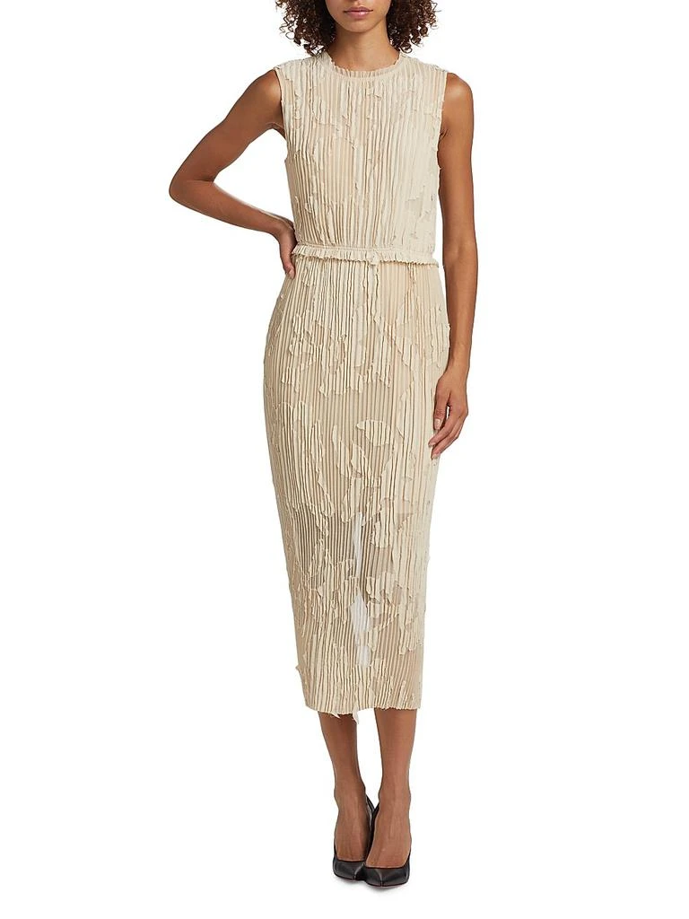 strapless open back dress Jason Wu Womens Yellow Zippered Pleated Lined Sheer Printed Sleeveless Round Neck Midi Fit + Flare Dress 4, Women's