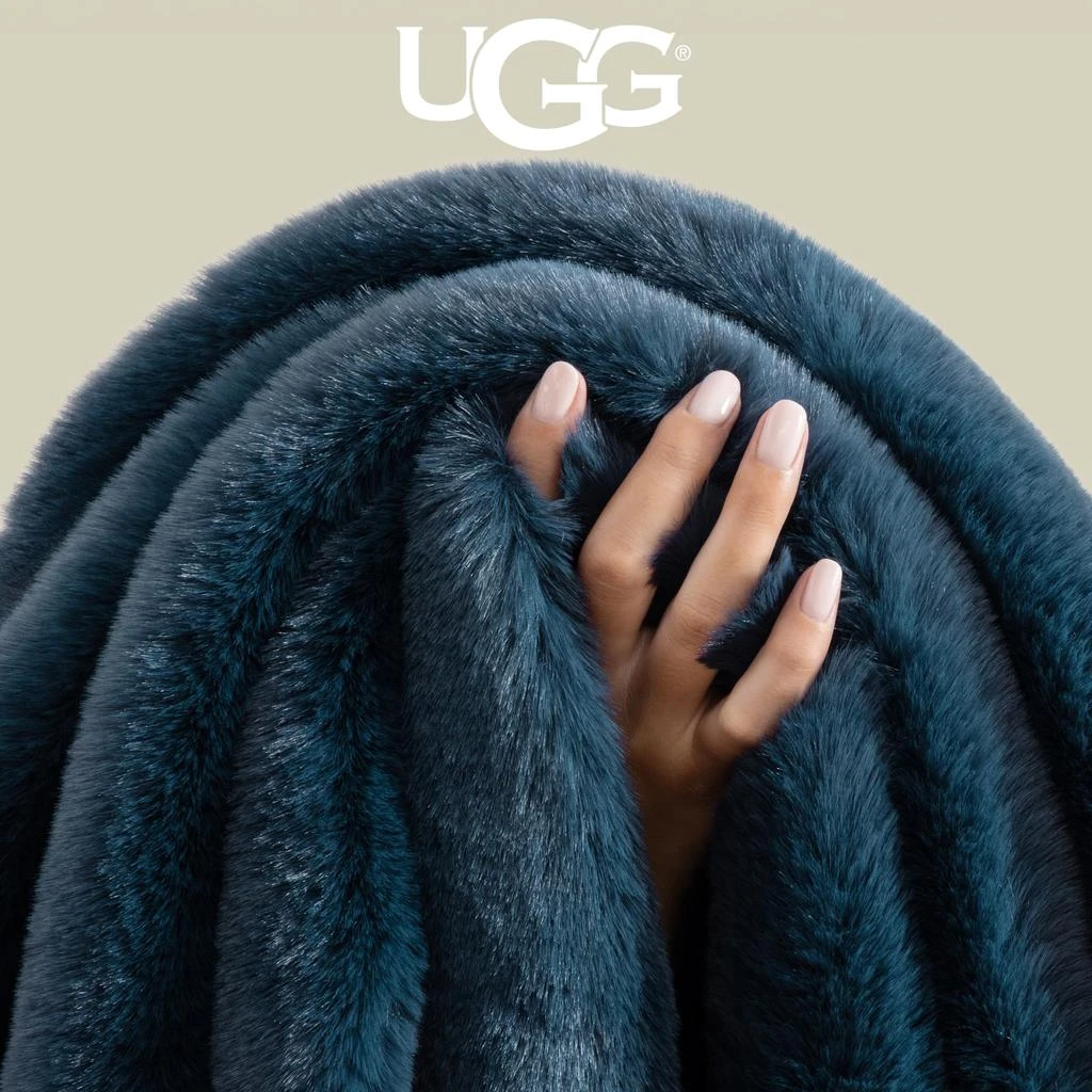 UGG UGG Euphoria Faux Fur Throw Blanket, Soft Warm Throw Blankets for Couch or Bed, Luxury Bedroom Decor, Giftable Fuzzy Blankets, Machine Washable, 50-inch x 70-inch, Indigo Blue 4