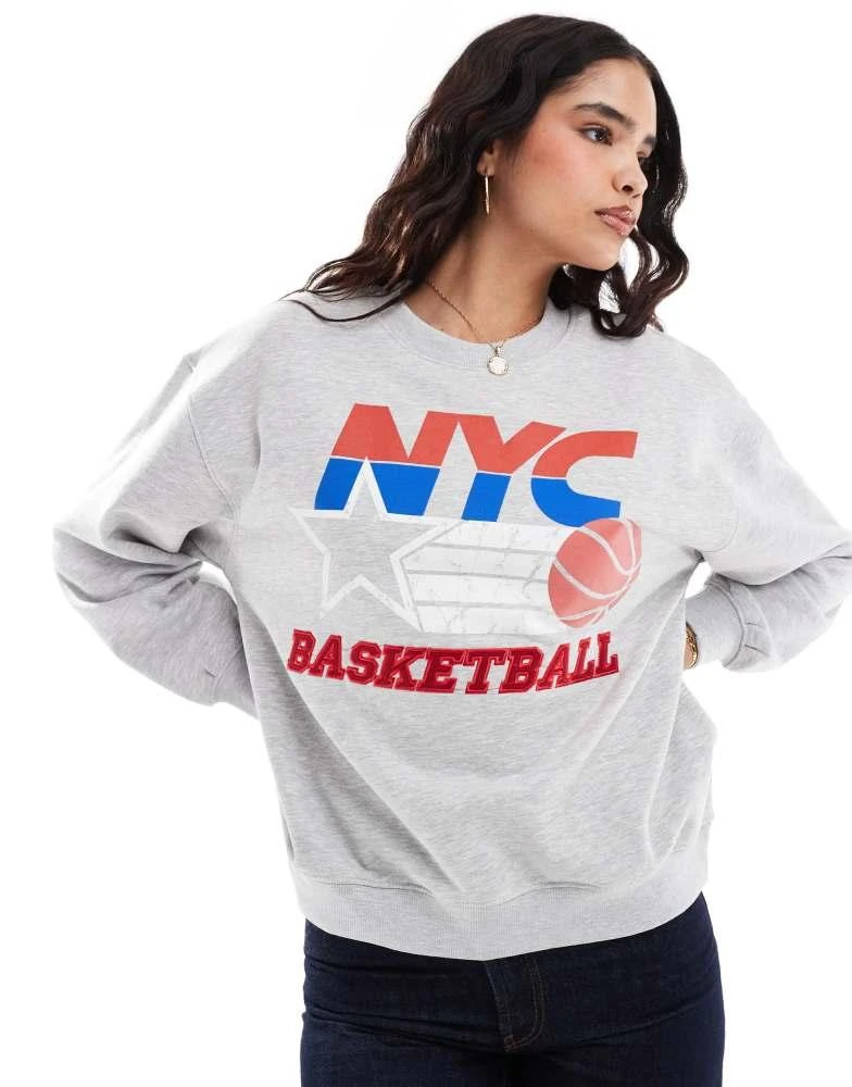 Stradivarius Stradivarius STR nyc sweatshirt in grey 1