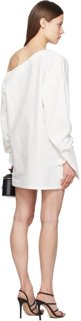 Balmain White Open Neck Asymmetric Shirt Minidress 3