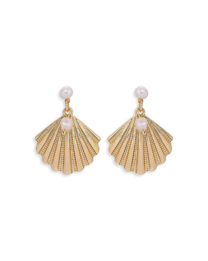 Ettika Jewelry Scallop Shell Earrings with Cultured Freshwater Pearls