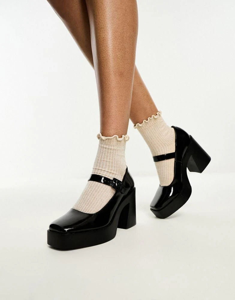 ASOS ASOS DESIGN Pound platform mary jane heeled shoes in black 2