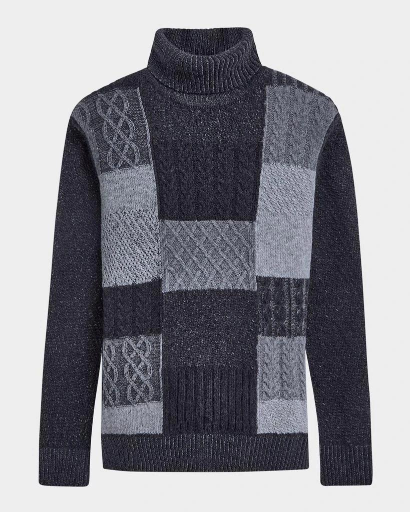 BUGATCHI Men's Patchwork Knit Turtleneck 1