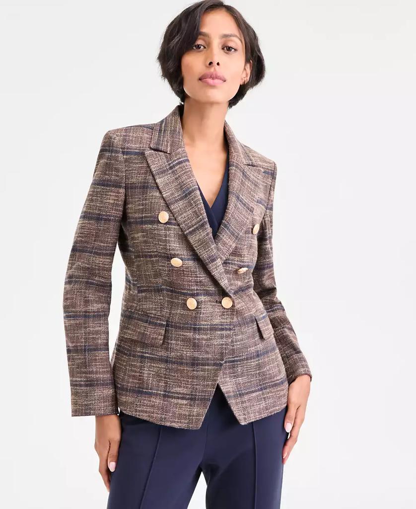 Tahari Women's Plaid Double-Breasted Blazer