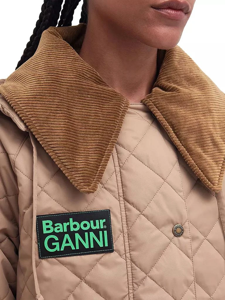 Barbour Barbour x Ganni Burghley Colorblocked Quilted Shell Coat 7