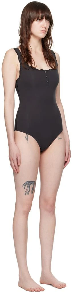 SKIMS Black Fits Everybody Lace Henley Bodysuit 2