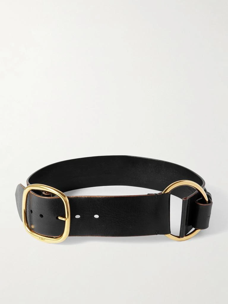 Shop Black Equestrian Belt W/gold Buckle on Sale at  display picture 1