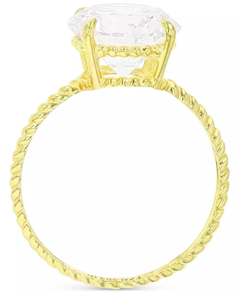 Macy's Cubic Zirconia Solitaire Textured Shank Engagement Ring in 10k Gold 3
