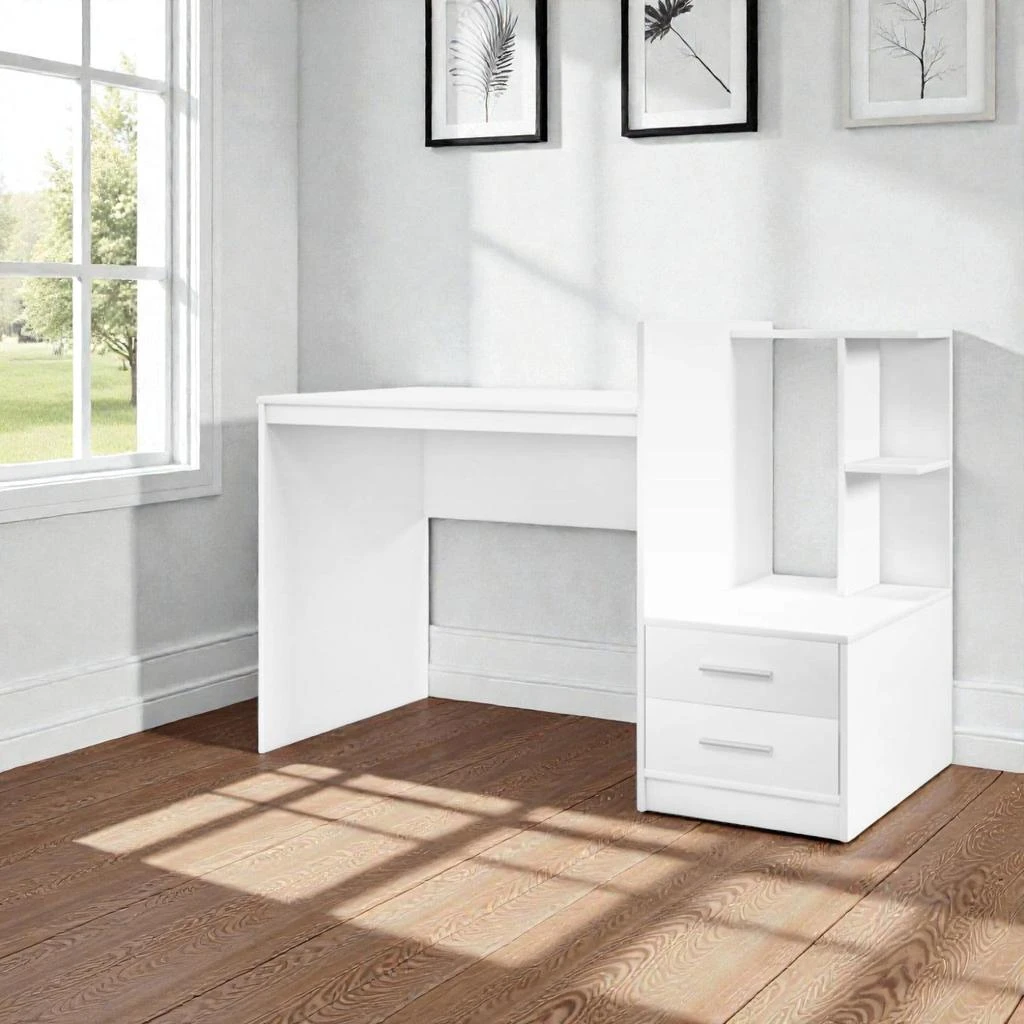 Hivvago Compact Work Desk with Storage Drawers and Bookshelf Organizer