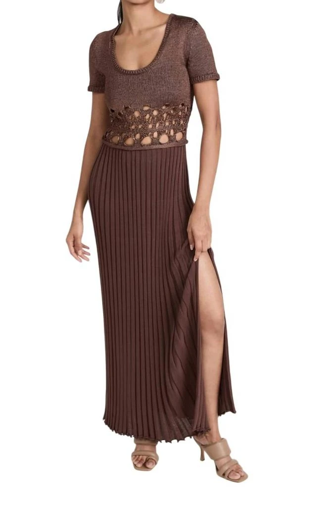 beige cable knit dress Metallic Foil Cable Knit Sweater Dress Gold / Small main image 0