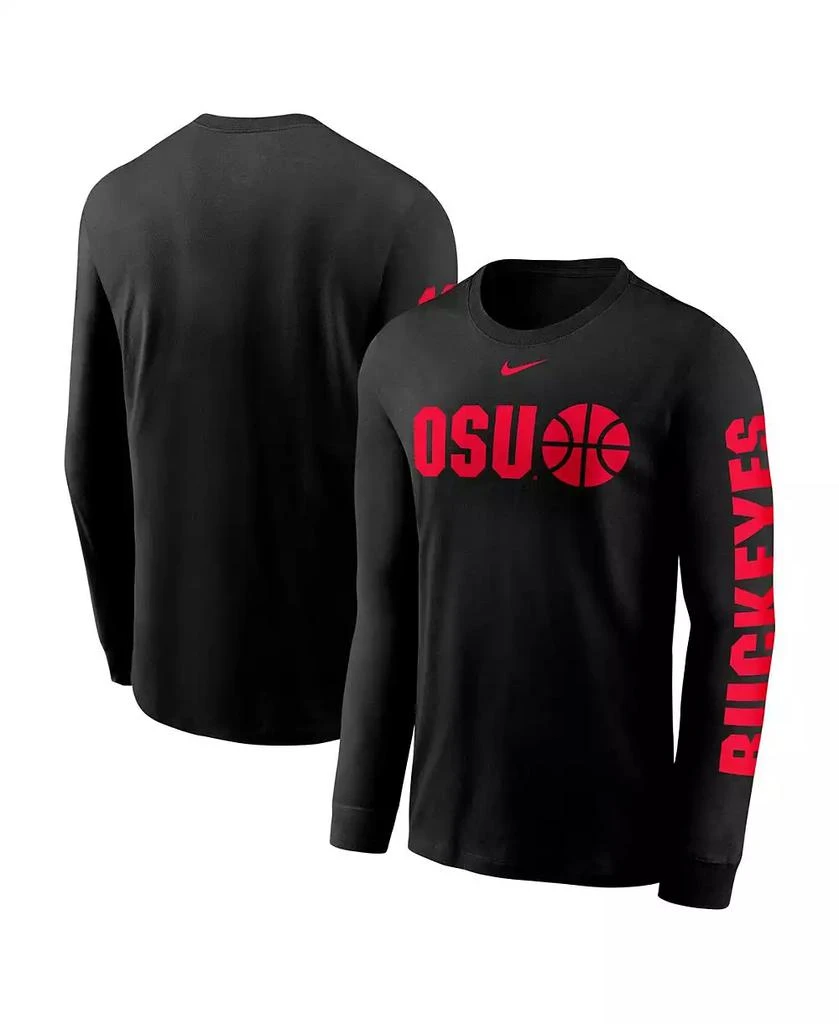 NIKE Men's Black Ohio State Buckeyes Basketball Icon Two-Hit Long Sleeve T-Shirt 1