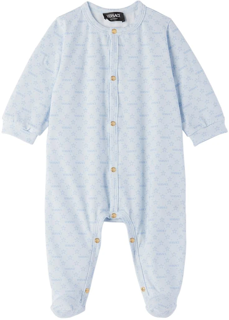 Versace Baby Blue 'Versace Morning' Jumpsuit & Bib Set 2