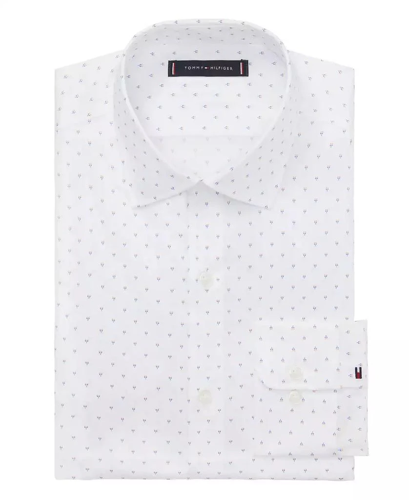 Th Flex Mens White Tommy Hilfiger Shirt Men's TH Flex Slim Fit Stretch  Oxford Dress Shirt