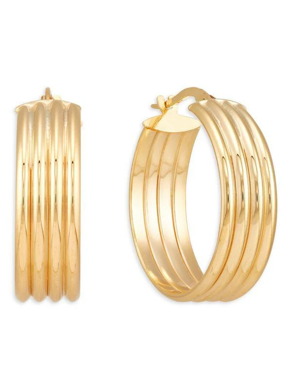 Saks Fifth Avenue 14K Yellow Gold Textured Huggie Earrings 4