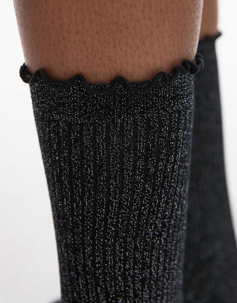 & Other Stories & Other Stories glitter frill socks in black