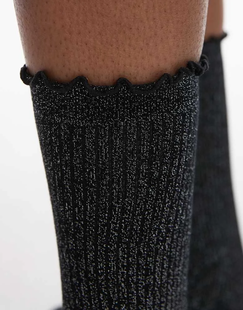 & Other Stories & Other Stories glitter frill socks in black 2
