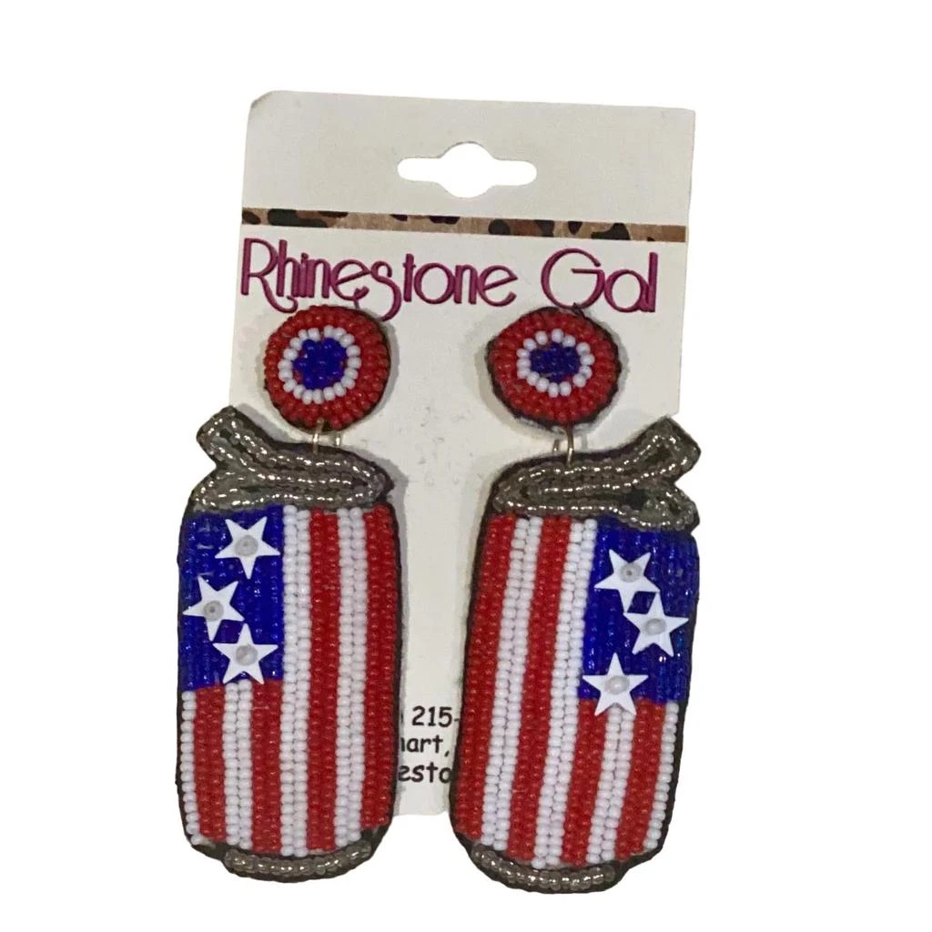 Wholesale Accessory Market Wholesale Accessory Market - Patriotic USA Can Seed Bead Earrings 1