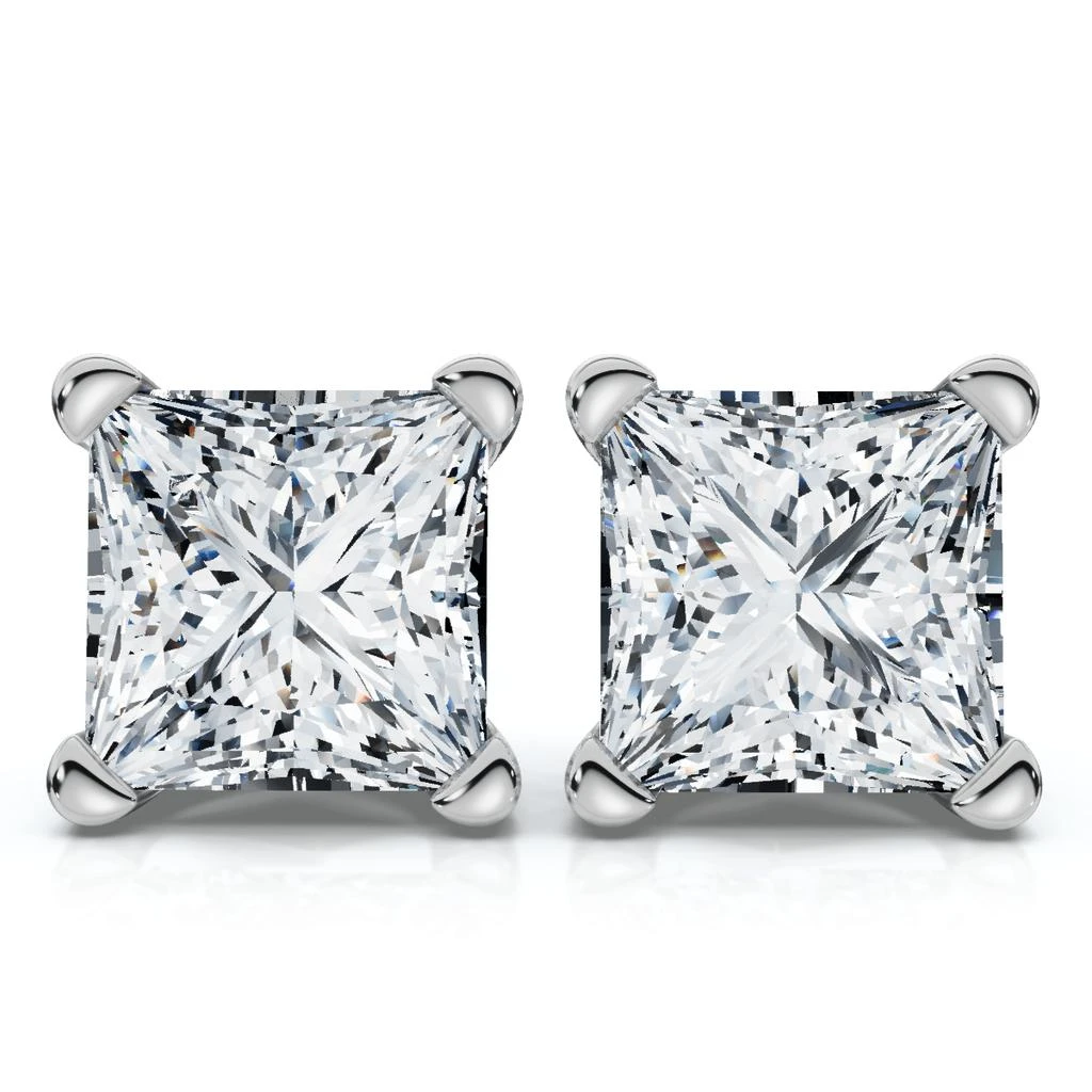 Pompeii3 Certified 4Ct Princess Cut Martini Studs 14k Gold Lab Grown
