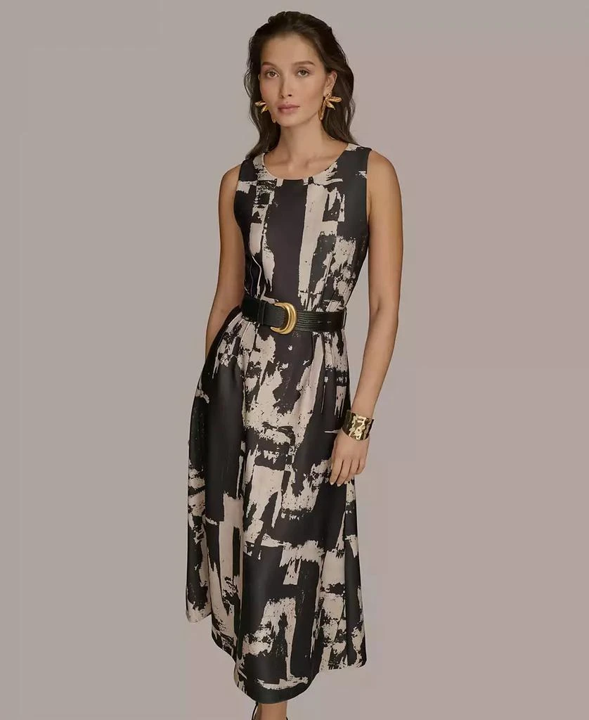 Donna Karan Women's Printed Belted A-Line Dress 2