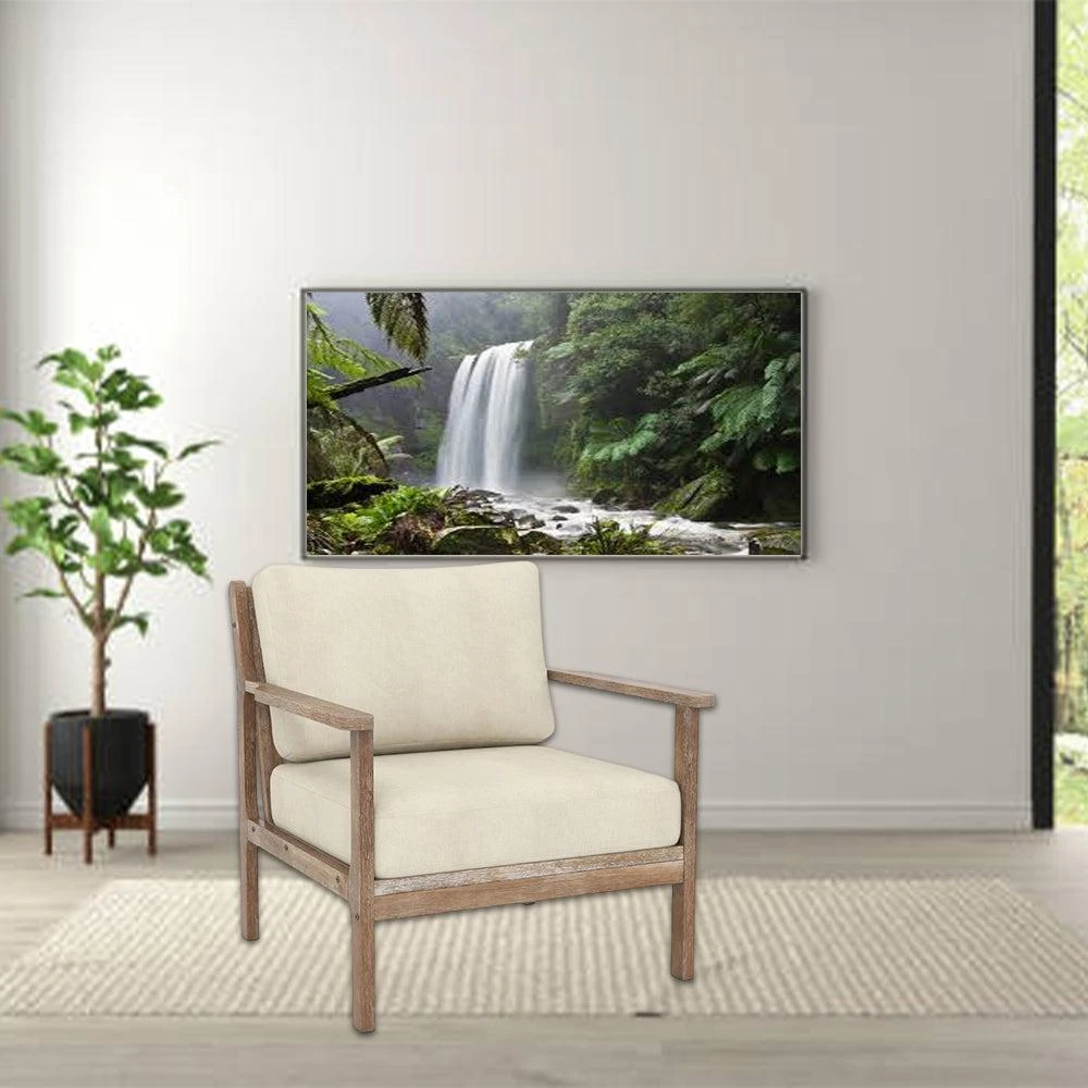 Hivvago Contemporary Lounge Chair with Durable Rubberwood Armrests