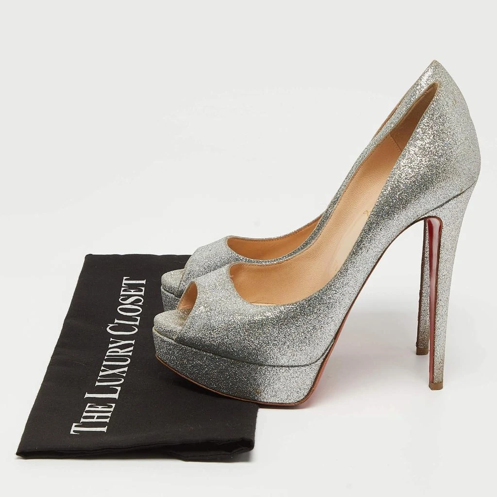 Christian Louboutin Christian Louboutin Silver Glitter Lady Peep Pumps Size 38.5 9