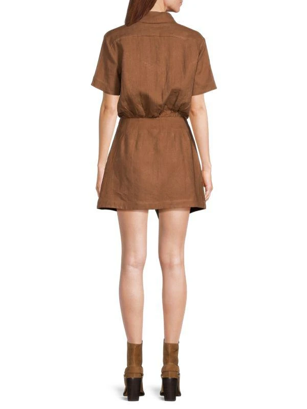 Hevron Shelly Linen Waist Cutout Minidress 2