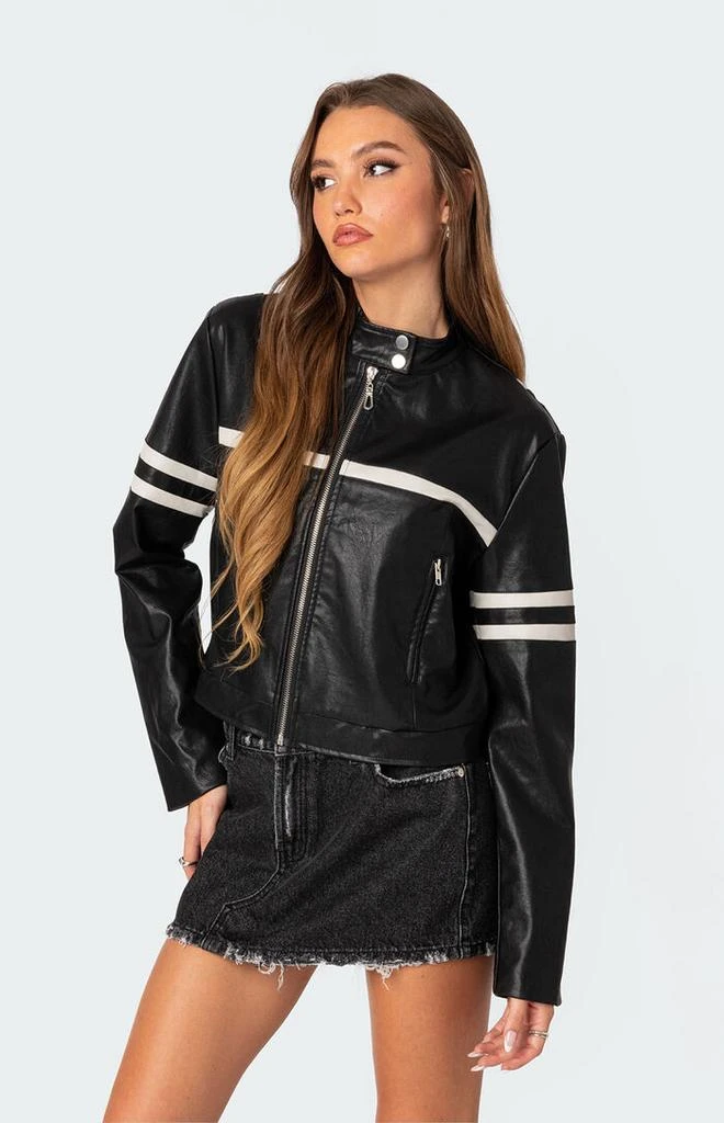 Edikted Rockstar Oversized Faux Leather Jacket 4