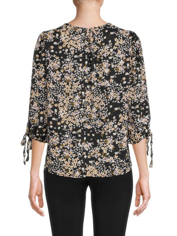 Renee C. ​Floral Puff Sleeve Chiffon Top