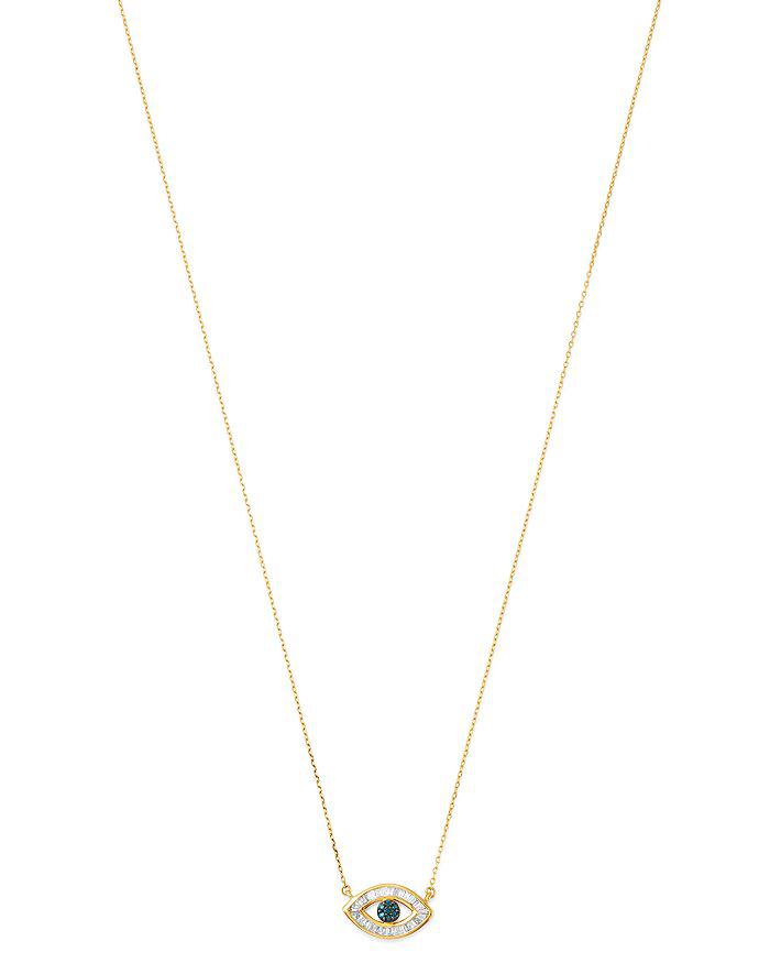 Adina Reyter 14K Yellow Gold White & Blue Diamond Evil Eye Pendant Necklace, 16"