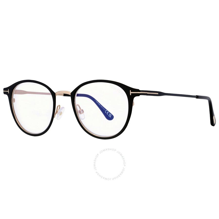 Tom Ford Blue Light Block Round Unisex Eyeglasses FT5528-B 002 49