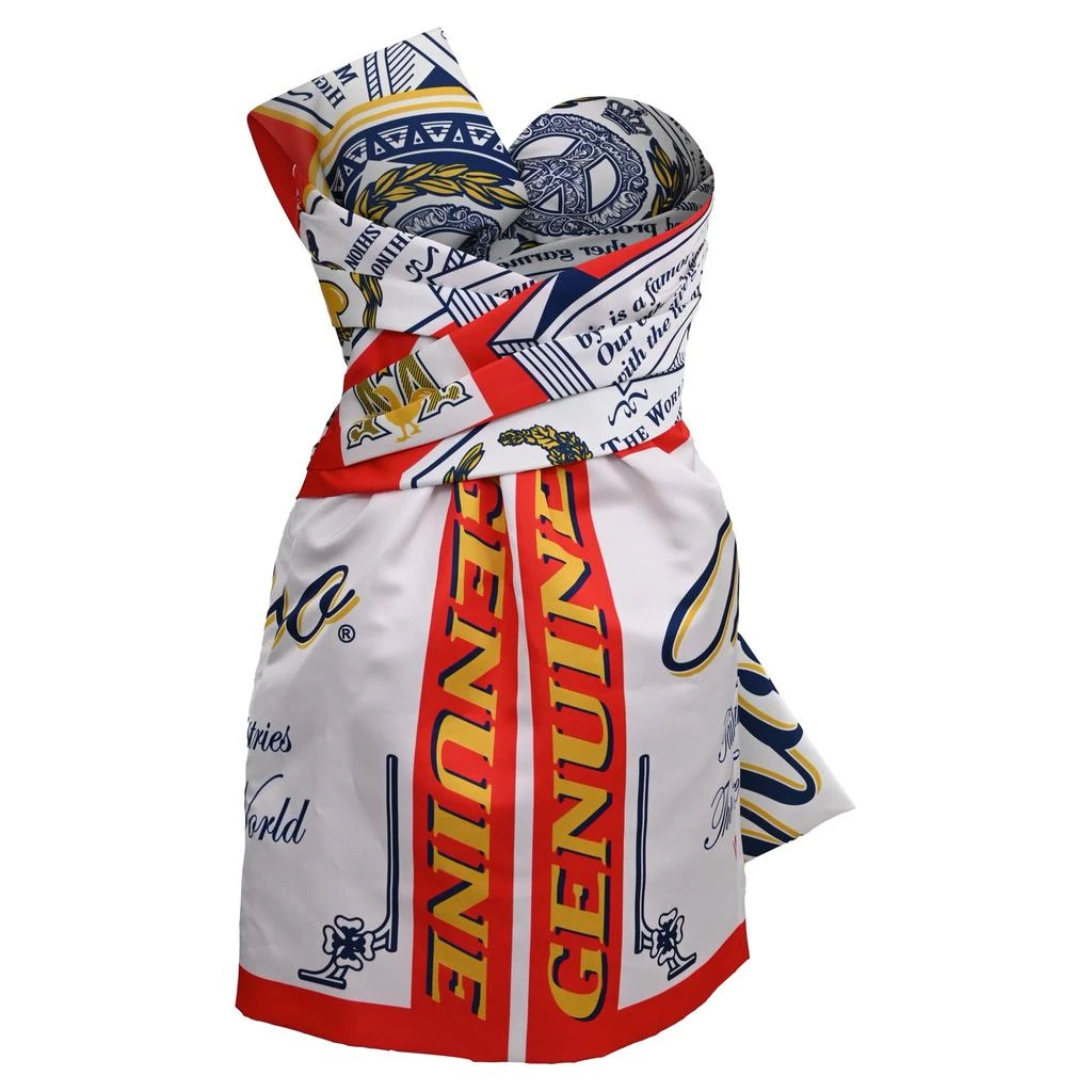 Moschino Couture Budweiser Printed Mini Bustier Dress in Multicolor Polyester 3
