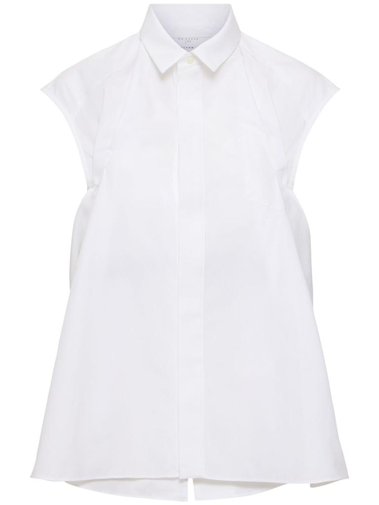 SACAI Cotton Blend Poplin Sleeveless Shirt