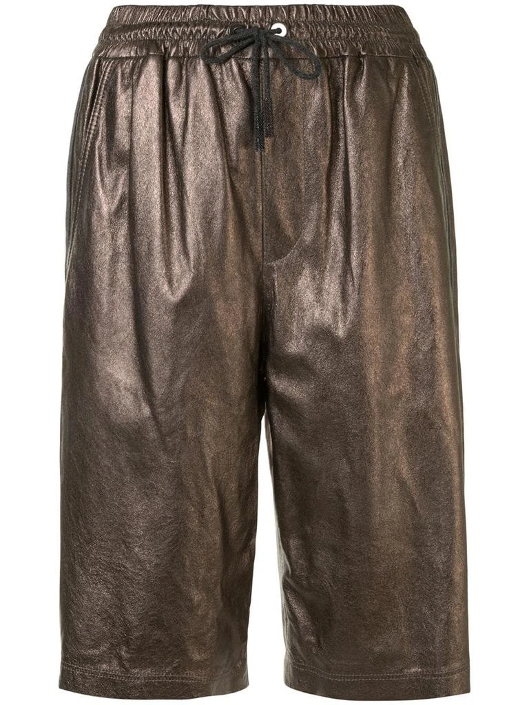 Brunello Cucinelli metallic-print leather shorts - women -  -  - Gold 1