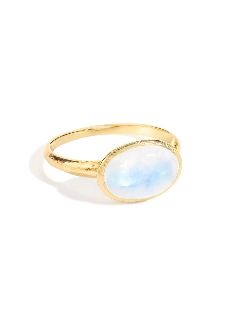 Tiramisu 14K Gold Plated Over 925 Sterling Silver Celestial Veil Moonstone Textured Ring