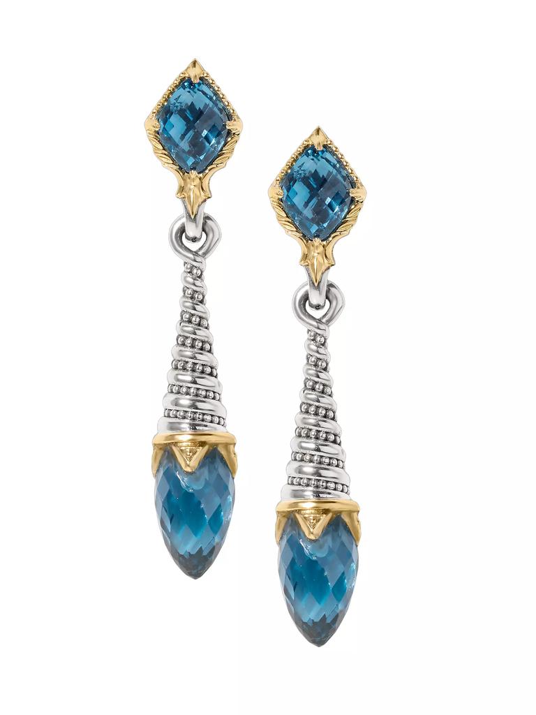 Konstantino Anthos Sterling Silver, 18K Yellow Gold & Blue Spinel Drop Earrings