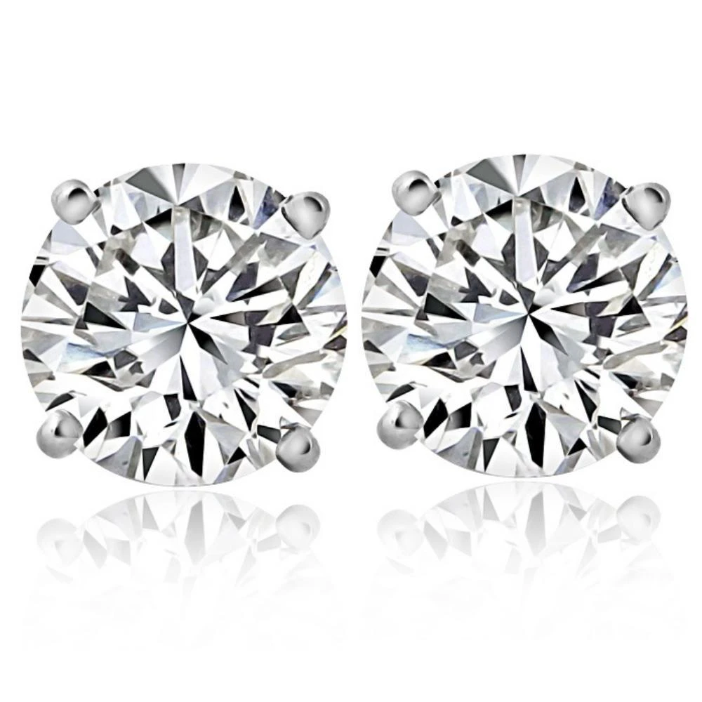 Pompeii3 2 1/4 Ct T.W. Round Cut Diamond Studs Lab Grown 14k White Gold