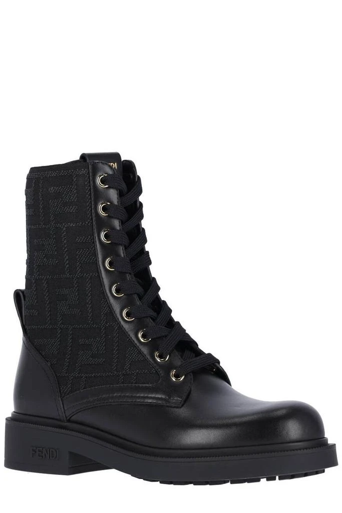 Fendi Fendi Filo FF Jacqaurd Lace-Up Biker Boots 2