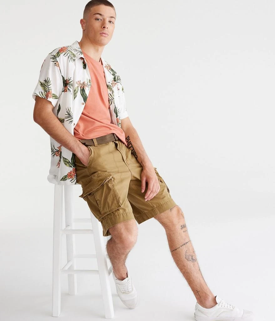 Aeropostale Mens Men's Solid Belted Cargo Shorts*** Black 2