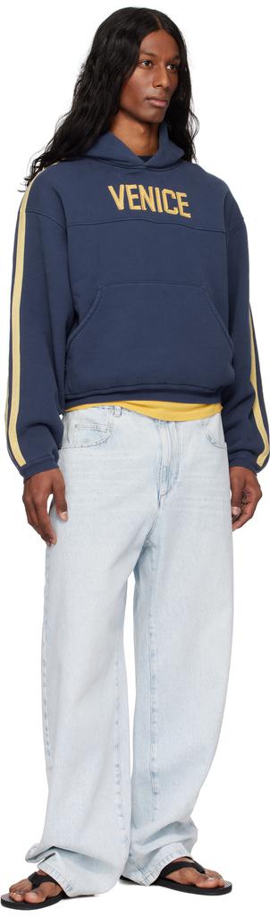 Shop Navy 'Venice' Football Pull Over Hoodie on Sale at