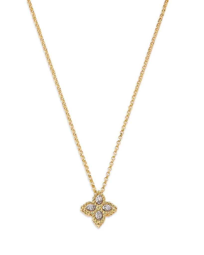 Roberto Coin 18K White 
Yellow Gold Princess Flower Diamond Pendant Necklace, 16-18" 1