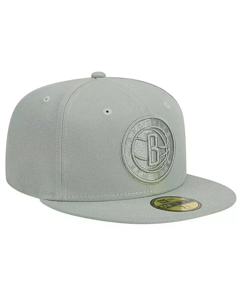 New Era Men's Light Green Brooklyn Nets Sage Color Pack 59Fifty Fitted Hat 2
