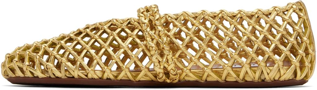 Alaïa Gold Braided Goatskin Ballerina Flats 3