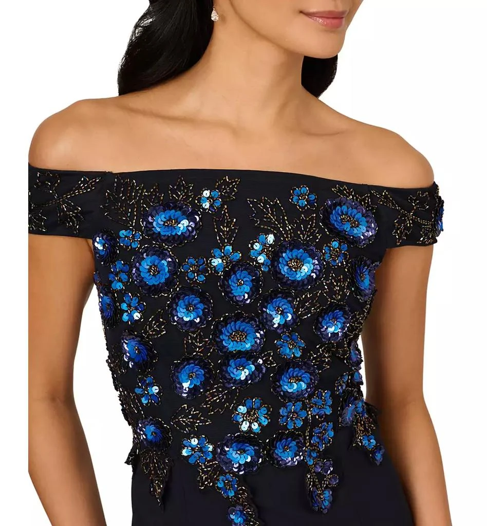Adrianna Papell Women's Beaded Off-The-Shoulder Column Dress 5