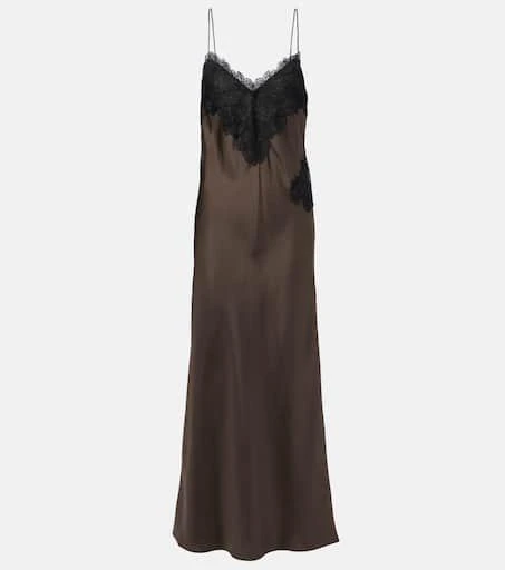 Róhe Lace-trimmed silk slip dress 1